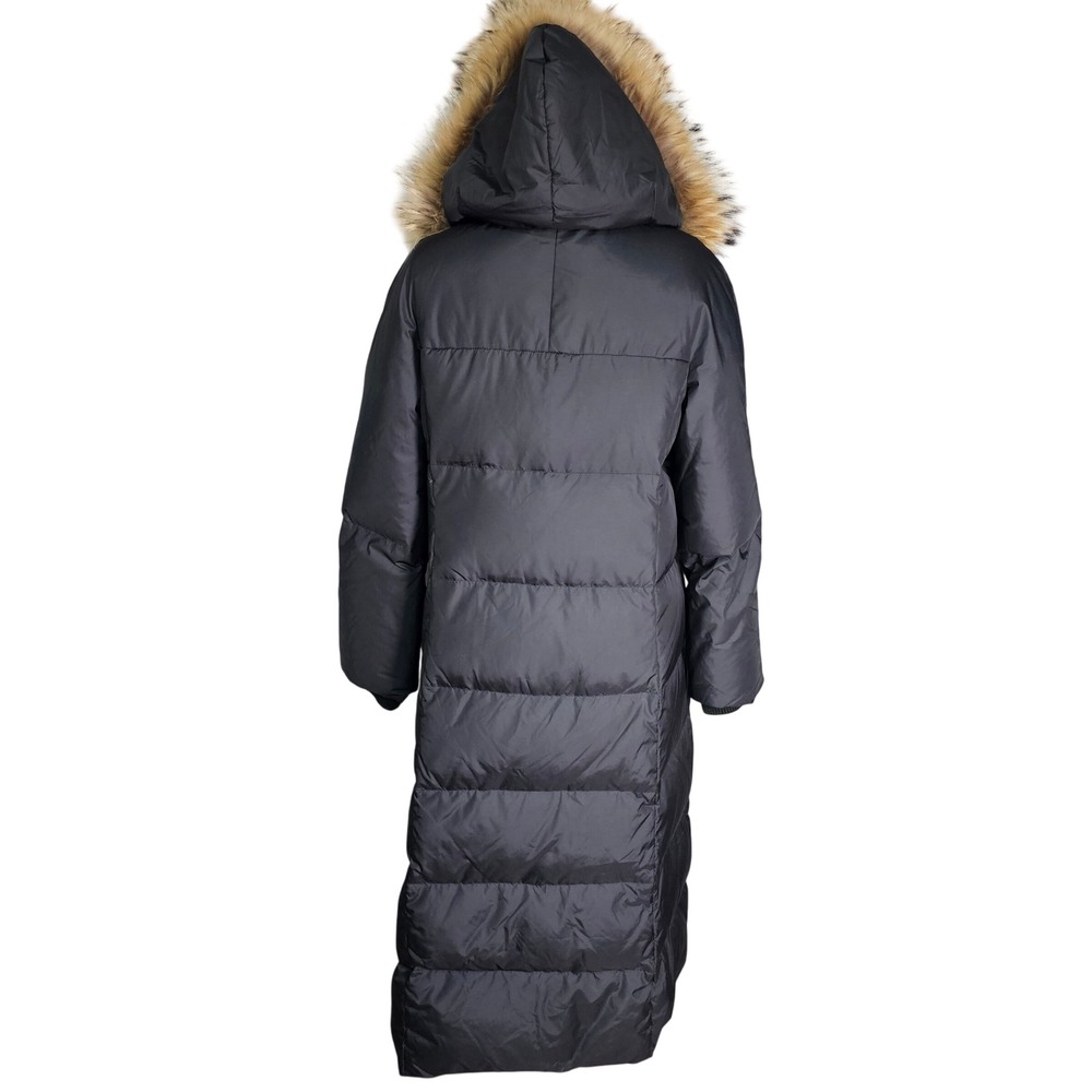 Ellen Tracy Long Puffer Coat Black Racoon Fur Hood Down Fill Women's Size S/M - Picture 4 of 15